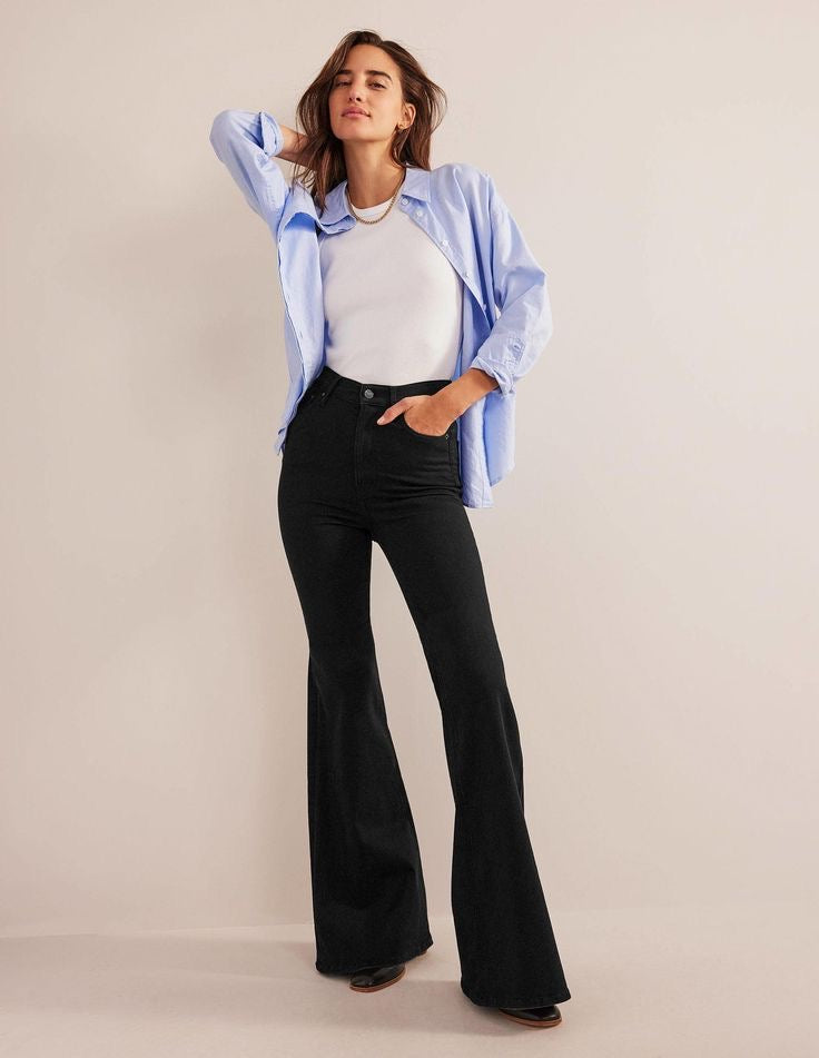 Zara Pure Black High-Waisted Flare Jeans – Denimdelights