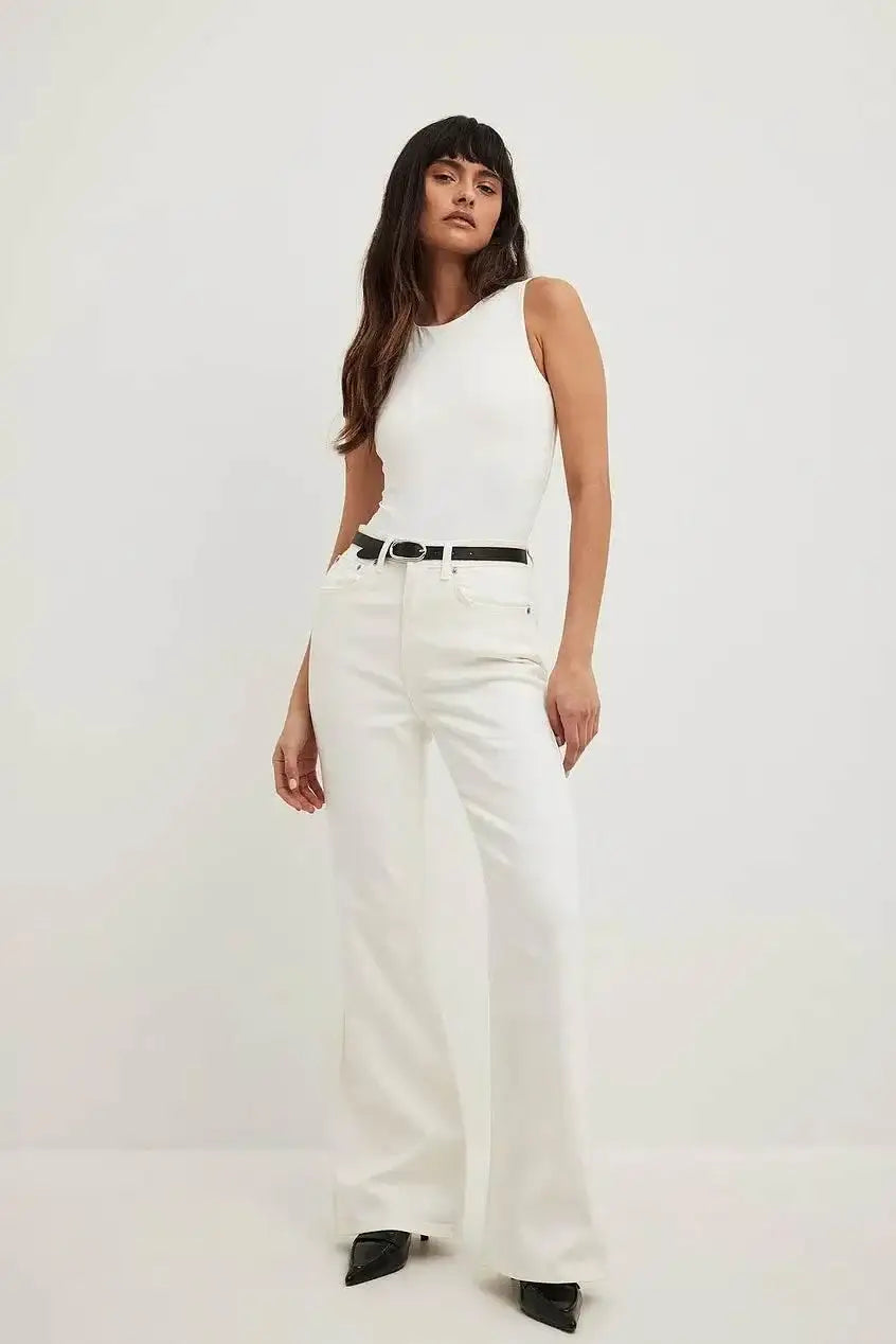 Bershka White Flare Jeans