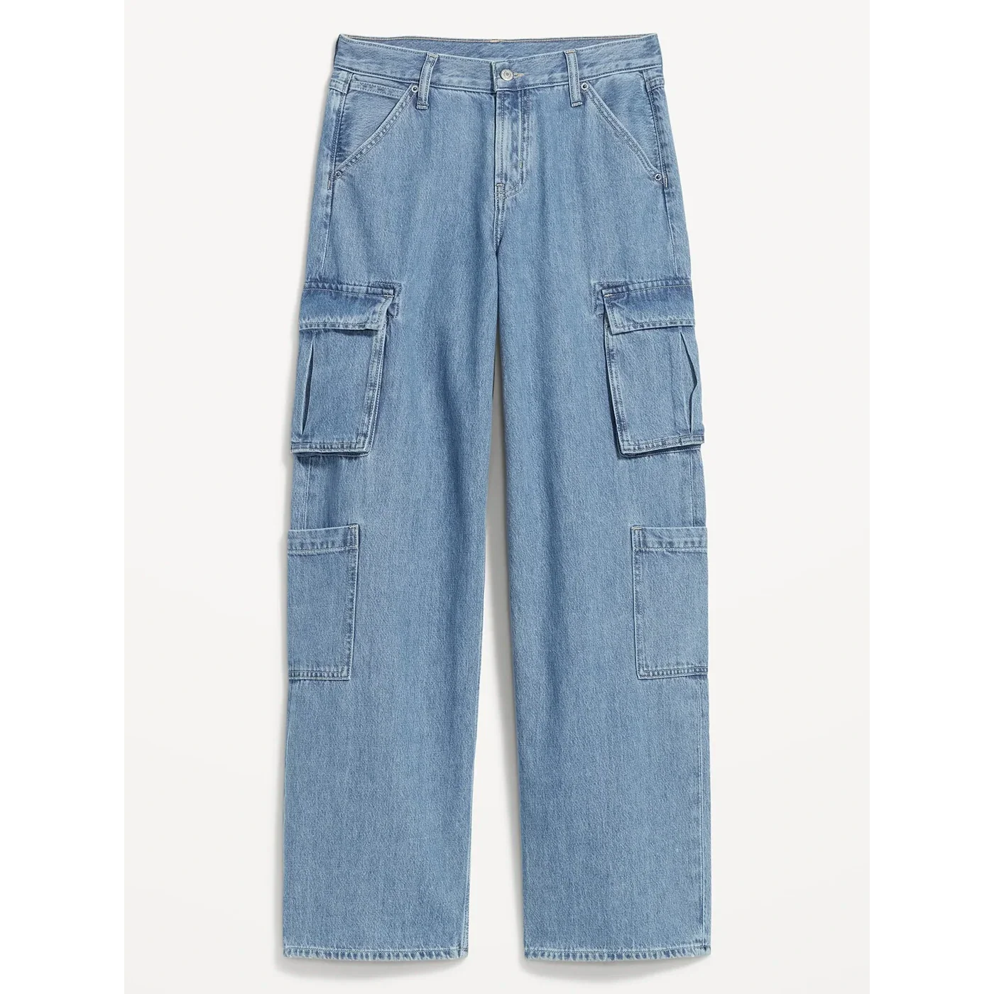 Mid Rise Baggy Wide Leg Cargo Jeans