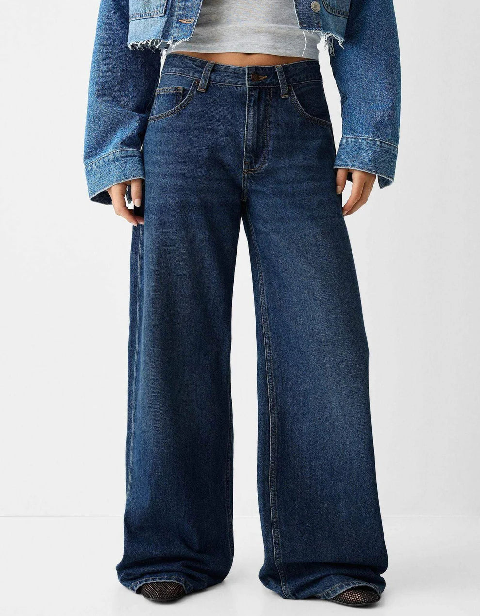 Zara Dark Blue Wide Leg Jeans.