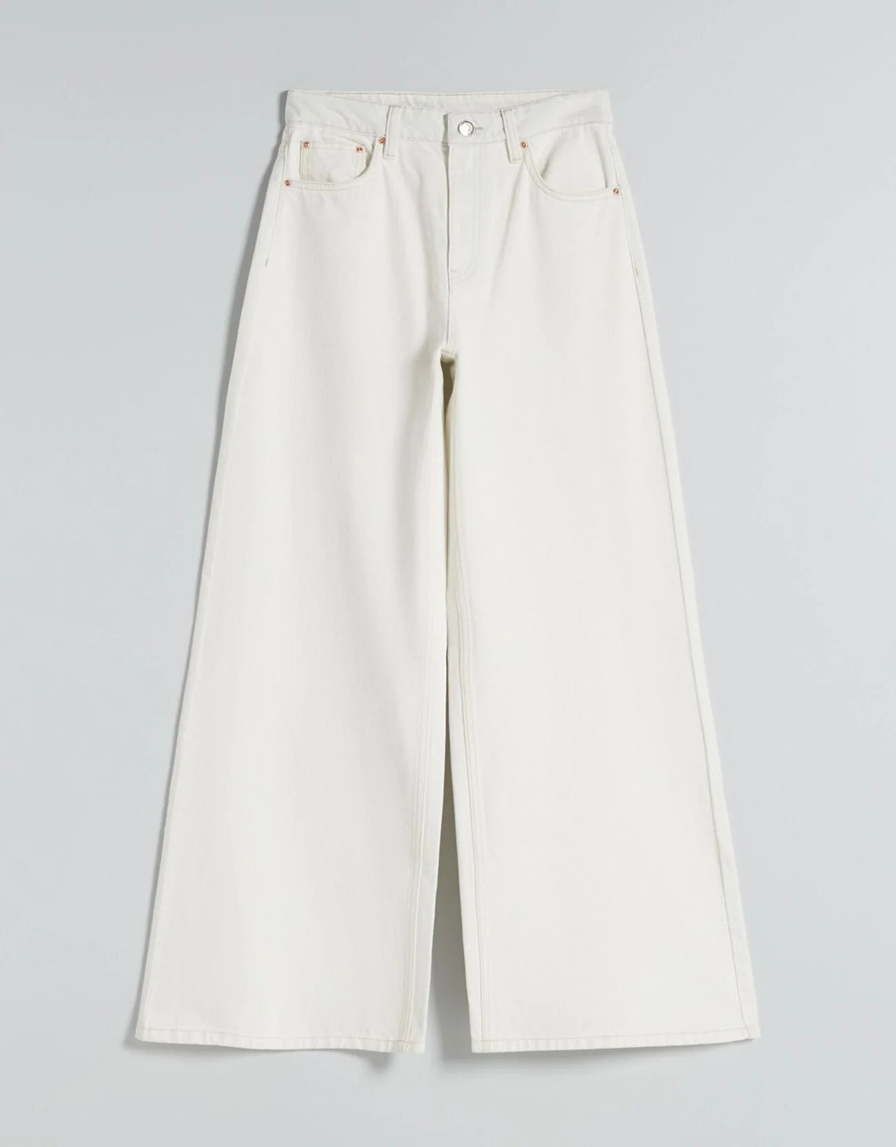Mango White High Waisted Wide Leg jeans