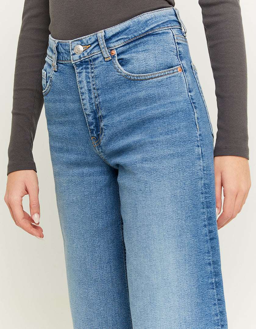 Mid Blue High Waisted Wide Leg Jeans