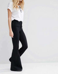 HM Pure Black High-Waisted Flare Jeans