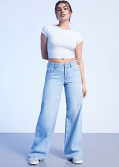 Mango Light Blue High Waisted Wide Leg jeans