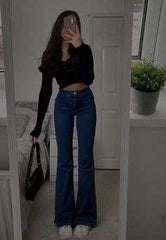 HM Dark Blue high waisted flare jeans