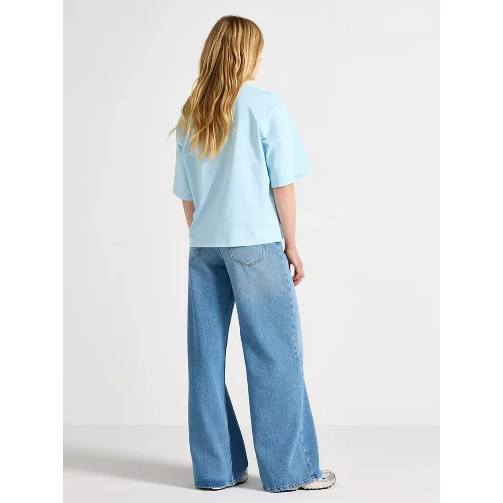 Mid Blue High Waisted Wide Leg Jeans
