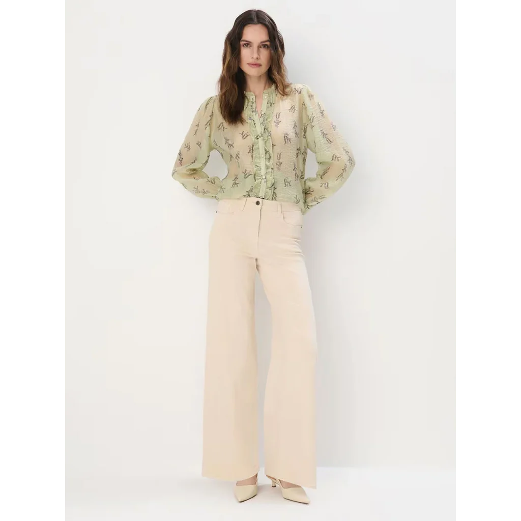 Beig High Waisted Wide Leg Jeans