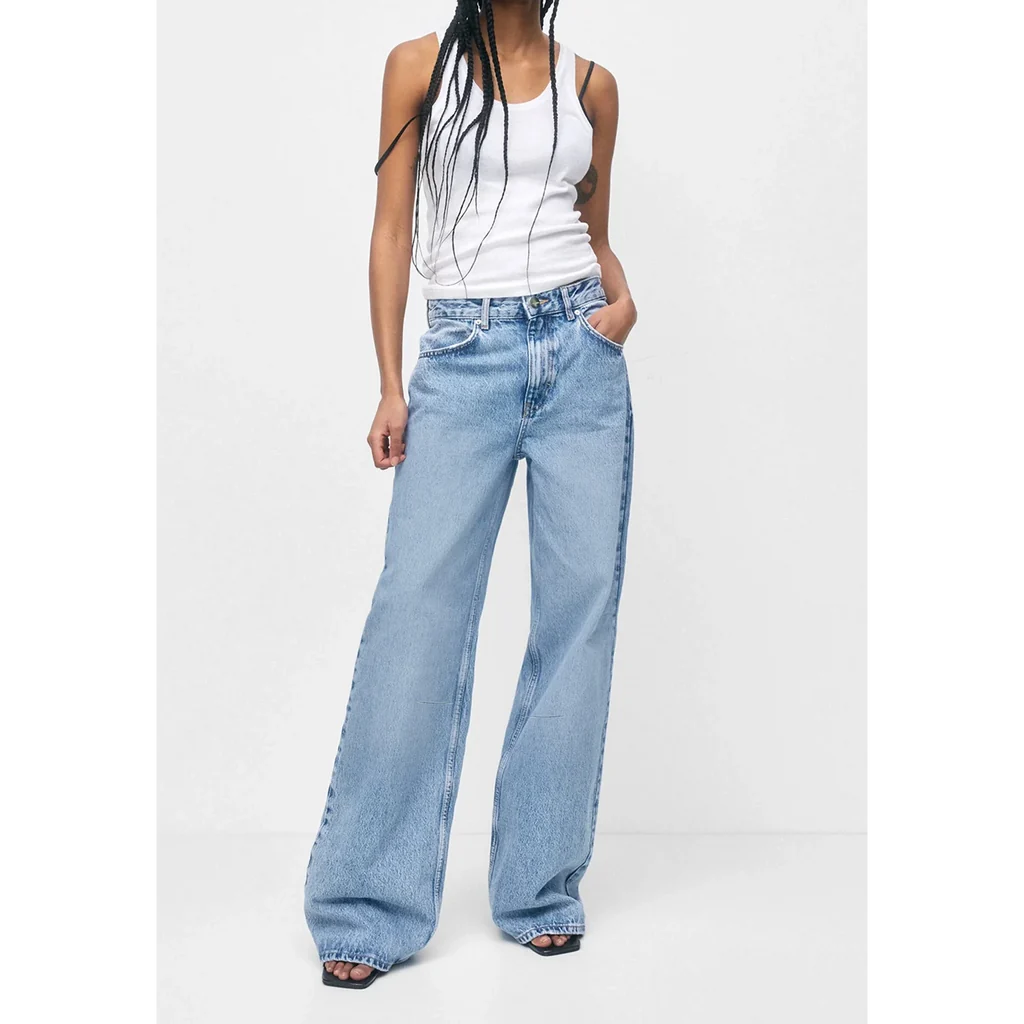 HM Light Blue High Waisted Wide Leg jeans