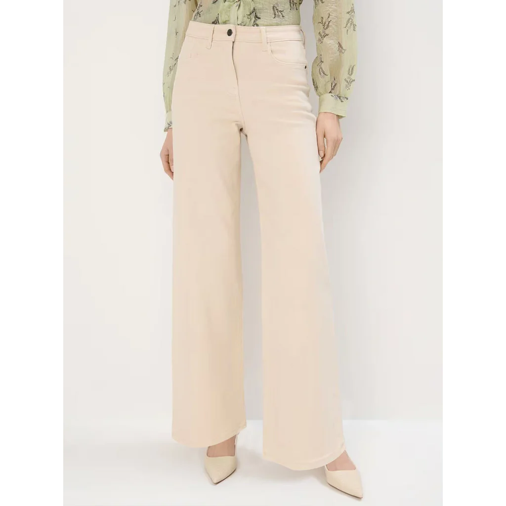Beig High Waisted Wide Leg Jeans