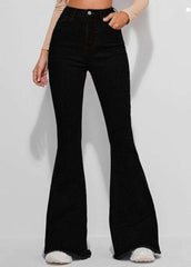 MANGO Pure Black High-Waisted Flare Jeans