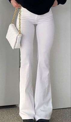 HM White High-Waisted Flare Jeans